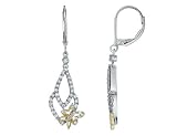 Diamond Dangling Drop Butterfly Earrings 2/3 Carat (ctw) in 18K White and Yellow Gold