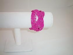 Bracelet Cuff Beads Pink