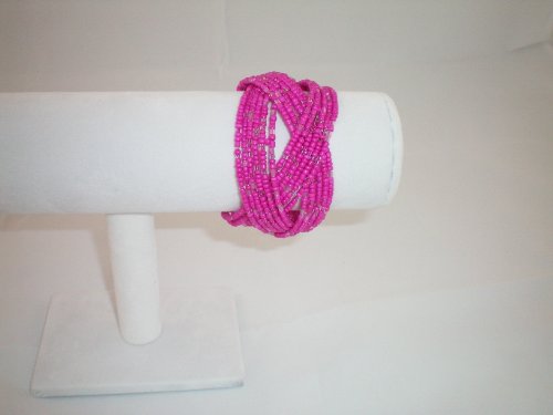 Bracelet Cuff Beads Pink