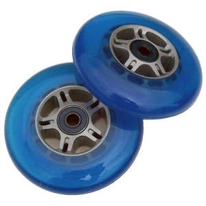 2 Blue Wheels W/Abec 7 Bearings for RAZOR SCOOTER 100mm