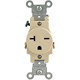 Leviton 106-05821-ISP 20-Amp 250-Volt Single Receptacle Electrical Power Outlet, Ivory