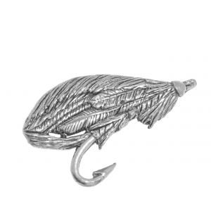 Pewter Pin Badge Fishing Salmon Fly