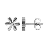 Stainless Steel 7mm Flower Stud Earrings with Friction Back Post Finding