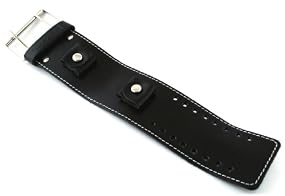 Nemesis #LBB-K Wide Black Leather Cuff Wrist Watch Band