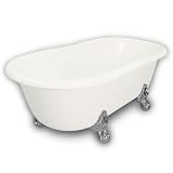 American Bath Factory B1-3700-BB-DM3-M2-15-SN Madeline Double Ended Clawfoot Bathtub in Bisque, Ball