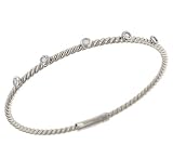 Ladies Cable Bangle with 5 Round Bezel Set Diamonds Diamond .20cttw