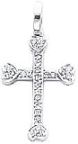 14K White Gold Diamond Cross Pendant Charm Jewelry