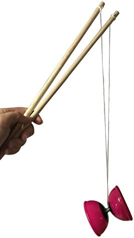Pro Performance Chinese Diabolo Yoyo with Wooded Sticks High Flight Fly Action Pink