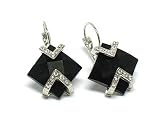 Black Facet Glass Crystal Deco Earring Jewelry