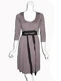 VELVET Pleated Tie Waist Dress in Coal