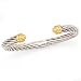 925 Silver Twisted Cable-Style Cuff Bracelet with 18k Gold Accents