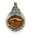 Sterling Silver Cognac Amber Brooch/Pendent