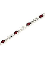 14kt Yellow Gold Oval Garnet and Diamond Bracelet