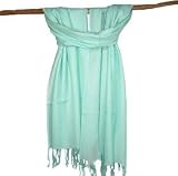 Soft and Silky Beautiful Viscose Pashmina Water Blue Shawl/ Wrap 28" X 78"