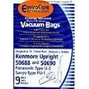 Kenmore Upright 50688 and 50690, Panasonic Type U-2 and Miele Upright Type Z Vacuum Bags Microfiltration with Closure-12 bags