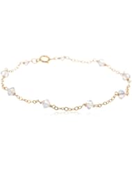 Swarovski Elements Bicone Bead Station Gold over Silver Chain Bracelet, 7.5"