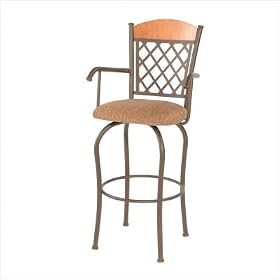 Dominic 30 Swivel Bar Stool Seat Type: Fabric - Bamboo Teak, Finish: Glossy White, Wood... by Trica