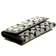 Coach Hamptons Signature Checkbook Wallet 42986 black White