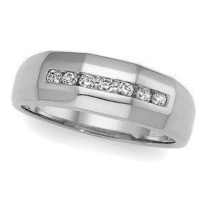 Platinum Diamond Wedding Band Duo - Lady's Ring - 0.14 Ct.