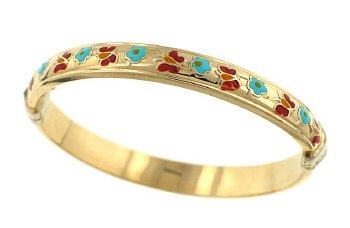 Lds Enamel Butterfly and Flower Baby Bangle Bracelet