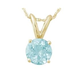 All-Natural Genuine 7 mm, Round Aquamarine pendant set in 14k Yellow gold by Szul