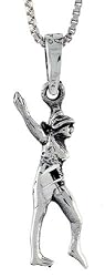 Sterling Silver Gymnast Pendant, 1 1/8 in. (28mm) tall