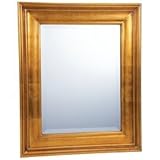 New Wyndham House Gold Tone Wood Framed Beveled Mirror Antique Finish Measu ....
