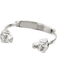 Heart U Back Sterling Silver Diamond Lab Bangle Bracelet