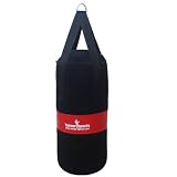 Canvas Kick Boxing Punch bag martial Arts with Chain & bag mitts Black with Red Stripe 2ft