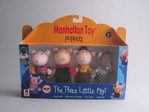 Childrens Toyshop  Toys : Set of 4 three little pigs story finger puppets Manhattan Toys