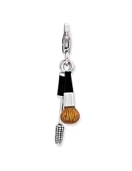 Sterling Silver Enameled 3-D Blush Brush and Mascara w/Lobster Clasp Charm