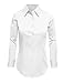 LE3NO Womens Lightweight Button Down Shirt with Stretch White