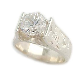 1.5ct French Mount Hawaiian Heirloom Jewelry Silver Wedding Ring