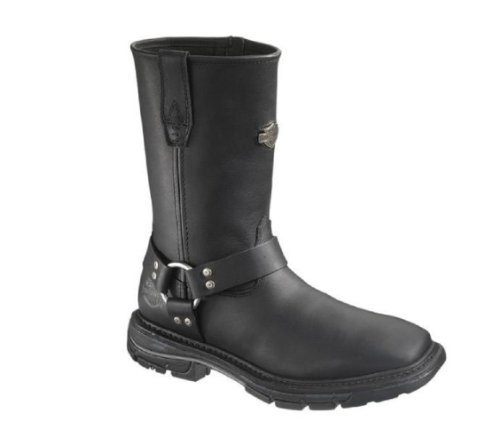 Harley-Davidson® Wolverine Men's Greg Black Leather Motocycle Boots. Rubber Outsole. Round Toe. D96015