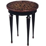Traditional Accents 6002387 Maderia Side Table - Hand Painted w/Moorish accents, Faux Wood Trim, Ebony Finish