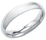14k Solid White Gold Plain Comfort Wedding Heavy Ring Band 4mm - Size ...
