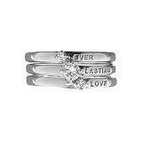 Sterling Silver Ever Lasting Love Triple Stackable White CZ Ring Size 7