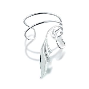 Bling Jewelry 925 Sterling Silver Stylized Leaf Vines Ear Cuff Right Ear
