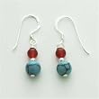 Fish Hook Turquoise Carnelian EARRINGS NR !