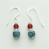 Fish Hook Turquoise Carnelian EARRINGS NR !