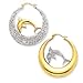 14k Reversible Crystal Dolphin Hoop Earrings - title=