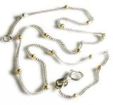 14k Two-tone Saturn Bead Ankle Bracelet
