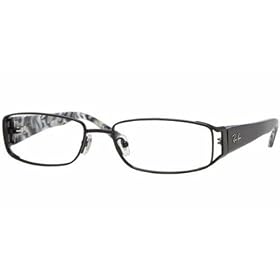 Ray Ban Optical Women's 6157 Shiny Black On Horn Frame Metal Eyeglasses, 53mm