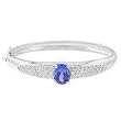 14K White Gold Tanzanite and Diamond Bangle Bracelet