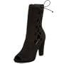 Daniblack Women's Raz Open Toe Boot,Black Suede,7.5 M US