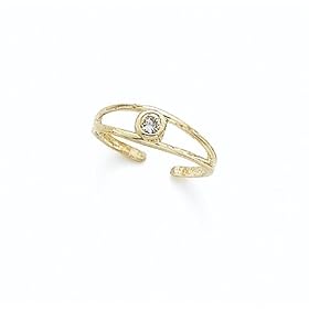 14K Toe Ring w White CZ - GH23630 by Abacus