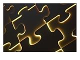 Black Puzzle with Yellow Light Shining Through the Cracks Hobbies Photographic Poster Print, 40x30