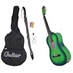 38" Inch Student Beginner Green Acoustic Guitar w/ Carrying Case & Accessories & Harmonica