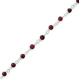 Sterling Silver 18 Inch Polished Garnet Beaded Necklace - 18 Inch