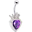 Purple Amethyst Princess Heart Belly Ring